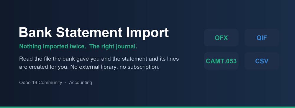 Bank Statement Import (OFX, QIF, CAMT.053, CSV) in Odoo